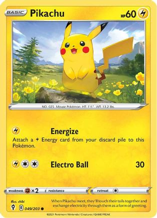 Pikachu 049/203 SWSH07 Evolving Skies - Common