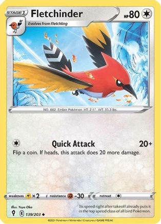 Fletchinder 139/203 SWSH07 Evolving Skies - Uncommon