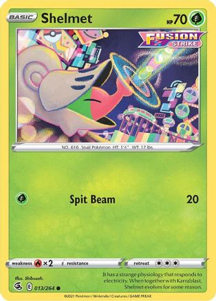 Shelmet 013/264 - Reverse Holofoil SWSH08 Fusion Strike - Common