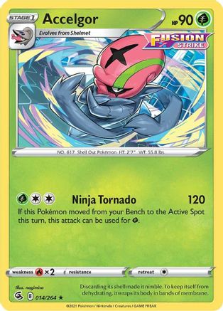 Accelgor 014/264 - Reverse Holofoil SWSH08 Fusion Strike - Rare