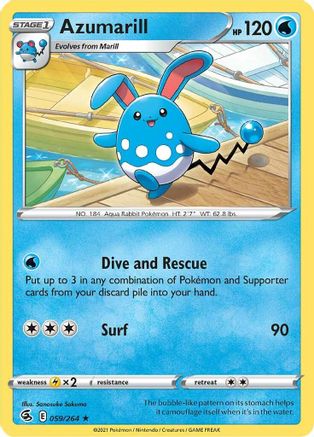 Azumarill 059/264 - Reverse Holofoil SWSH08 Fusion Strike - Rare