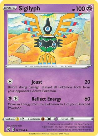 Sigilyph 123/264 - Reverse Holofoil SWSH08 Fusion Strike - Common