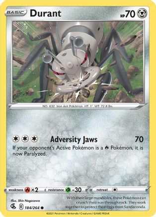 Durant 184/264 - Reverse Holofoil SWSH08 Fusion Strike - Common
