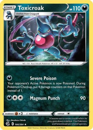 Toxicroak 166/264 - Reverse Holofoil SWSH08 Fusion Strike - Rare