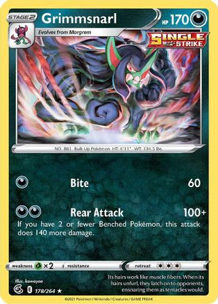 Grimmsnarl 178/264 - Holofoil SWSH08 Fusion Strike - Holo Rare