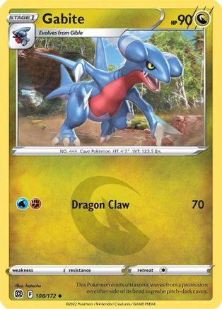 Gabite 108/172 - Reverse Holofoil SWSH09 Brilliant Stars - Uncommon