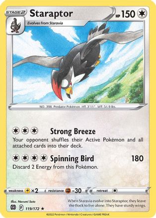 Staraptor 119/172 - Reverse Holofoil SWSH09 Brilliant Stars - Rare