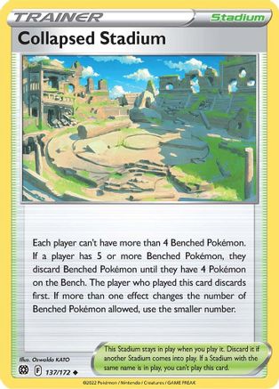 Collapsed Stadium 137/172 - Reverse Holofoil SWSH09 Brilliant Stars - Uncommon