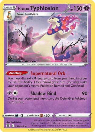 Hisuian Typhlosion 052/189 - Reverse Holofoil SWSH10 Astral Radiance - Holo Rare