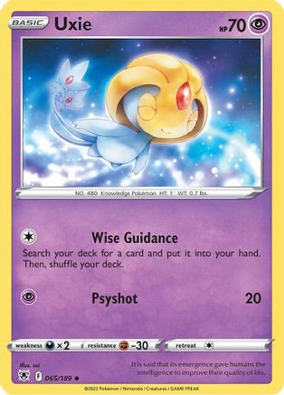 Uxie 065/189 - Reverse Holofoil SWSH10 Astral Radiance - Uncommon