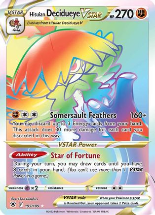 Hisuian Decidueye VSTAR (Secret) 195/189 - Holofoil SWSH10 Astral Radiance - Secret Rare