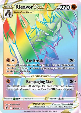 Kleavor VSTAR (Secret) 196/189 - Holofoil SWSH10 Astral Radiance - Secret Rare