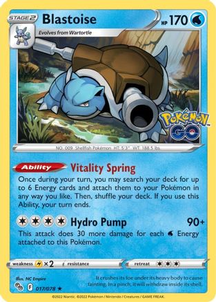 Blastoise 017/078 - Holofoil Pokemon GO - Holo Rare