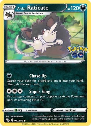 Alolan Raticate 042/078 - Reverse Holofoil Pokemon GO - Common