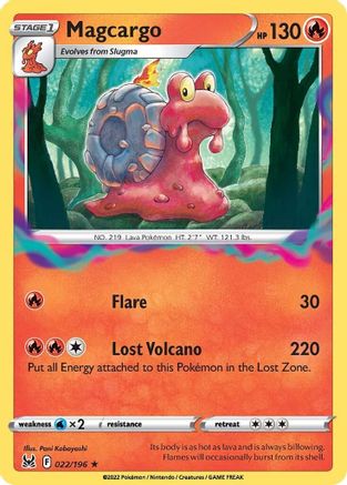Magcargo 022/196 - Reverse Holofoil SWSH11 Lost Origin - Rare