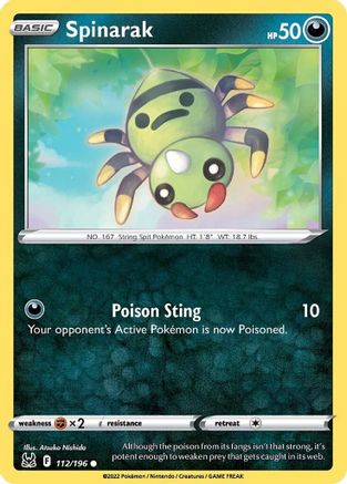 Spinarak 112/196 - Reverse Holofoil SWSH11 Lost Origin - Common