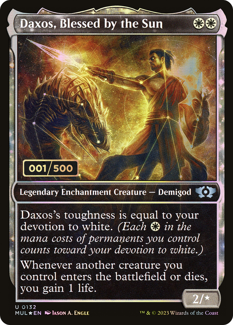 Daxos, Blessed by the Sun (Serial Numbered) (MUL-132Z) - Multiverse Legends: (Showcase, enchantment) Foil