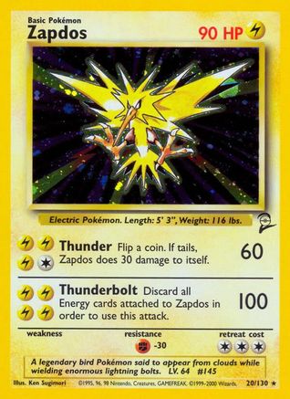 Zapdos 020/130 - Holofoil Base Set 2 - Holo Rare