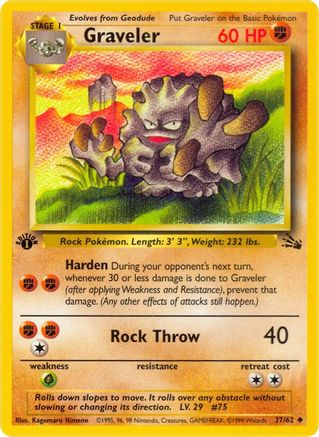 Graveler 037/62 - 1st Edition Fossil - Uncommon