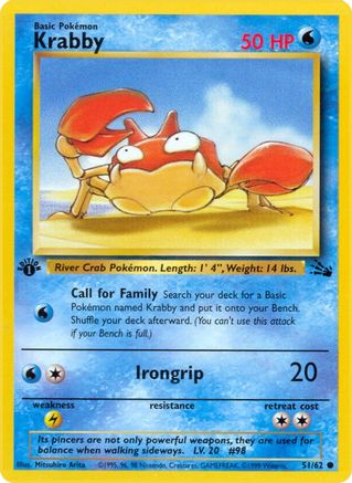 Krabby 051/62 - 1st Edition Fossil - Common