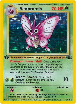 Venomoth (13) 013/64 - 1st Edition Holofoil Jungle - Holo Rare