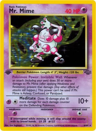 Mr. Mime (6) 006/64 - 1st Edition Holofoil Jungle - Holo Rare