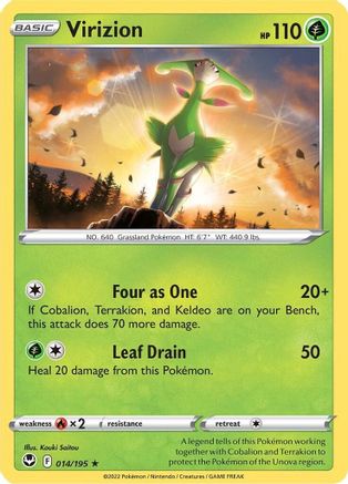 Virizion 014/195 - Reverse Holofoil SWSH12 Silver Tempest - Rare