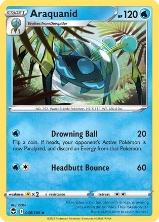 Araquanid 048/195 - Reverse Holofoil SWSH12 Silver Tempest - Uncommon