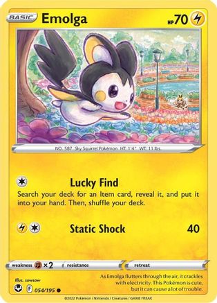 Emolga 054/195 - Reverse Holofoil SWSH12 Silver Tempest - Common