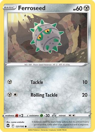 Ferroseed 121/195 - Reverse Holofoil SWSH12 Silver Tempest - Common