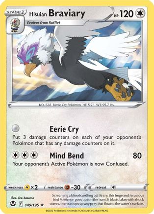 Hisuian Braviary 149/195 SWSH12 Silver Tempest - Rare