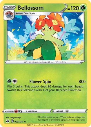 Bellossom 003/159 - Reverse Holofoil Crown Zenith - Rare