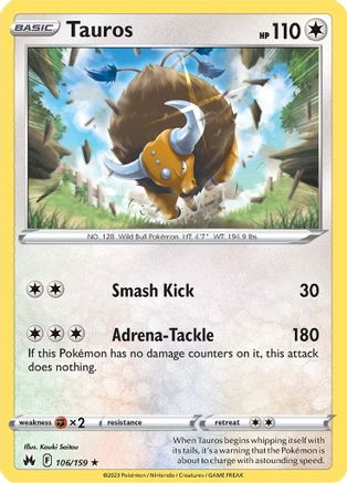 Tauros 106/159 Crown Zenith - Rare