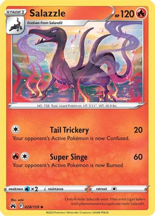 Salazzle 028/159 - Reverse Holofoil Crown Zenith - Uncommon