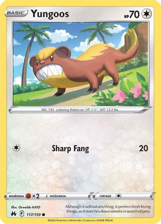 Yungoos 117/159 - Reverse Holofoil Crown Zenith - Common