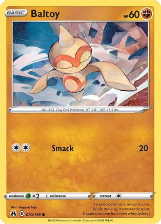Baltoy 070/159 - Reverse Holofoil Crown Zenith - Common
