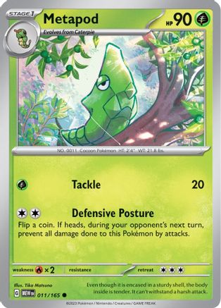 Metapod 011/165 - Reverse Holofoil SV Scarlet & Violet 151 - Common