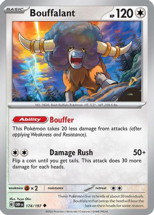 Bouffalant 174/197 - Reverse Holofoil SV03 Obsidian Flames - Uncommon
