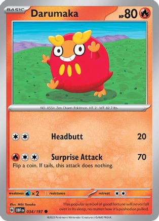 Darumaka 034/197 - Reverse Holofoil SV03 Obsidian Flames - Common