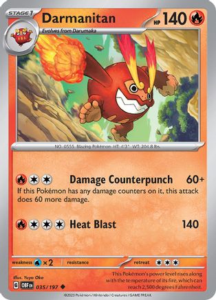 Darmanitan 035/197 - Reverse Holofoil SV03 Obsidian Flames - Uncommon