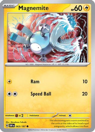 Magnemite 063/197 - Reverse Holofoil SV03 Obsidian Flames - Common