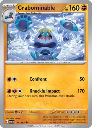 Crabominable 115/197 - Reverse Holofoil SV03 Obsidian Flames - Uncommon