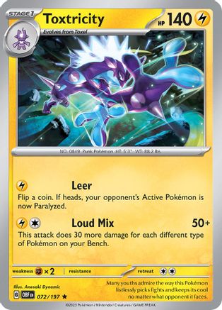 Toxtricity 072/197 - Holofoil SV03 Obsidian Flames - Rare