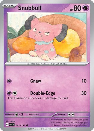 Snubbull 087/197 - Reverse Holofoil SV03 Obsidian Flames - Common