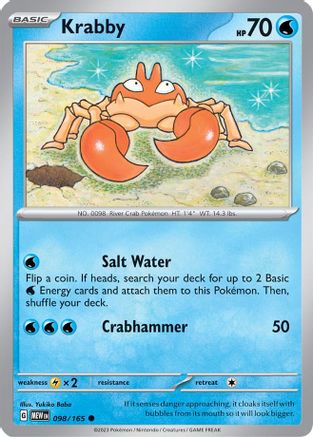 Krabby 098/165 - Reverse Holofoil SV Scarlet & Violet 151 - Common