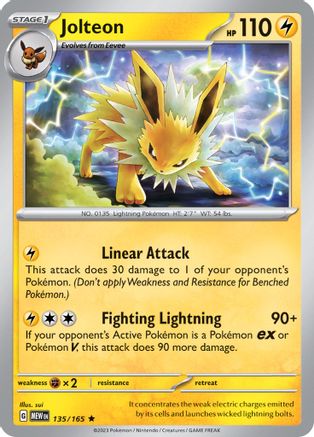 Jolteon 135/165 - Holofoil SV Scarlet & Violet 151 - Rare