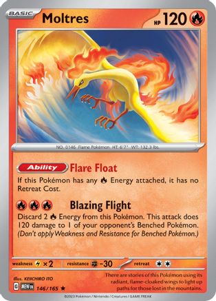 Moltres 146/165 - Reverse Holofoil SV Scarlet & Violet 151 - Rare