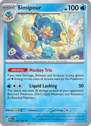 Simipour 042/182 - Reverse Holofoil SV04 Paradox Rift - Uncommon