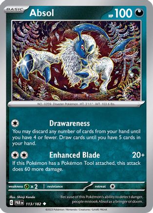 Absol 113/182 - Reverse Holofoil SV04 Paradox Rift - Uncommon