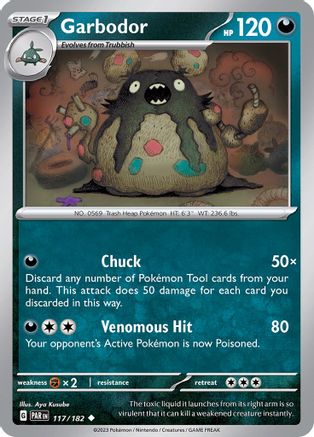 Garbodor 117/182 - Reverse Holofoil SV04 Paradox Rift - Uncommon